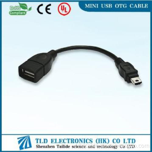 high quality USB Mini5Pin M to USB F OTG Cable